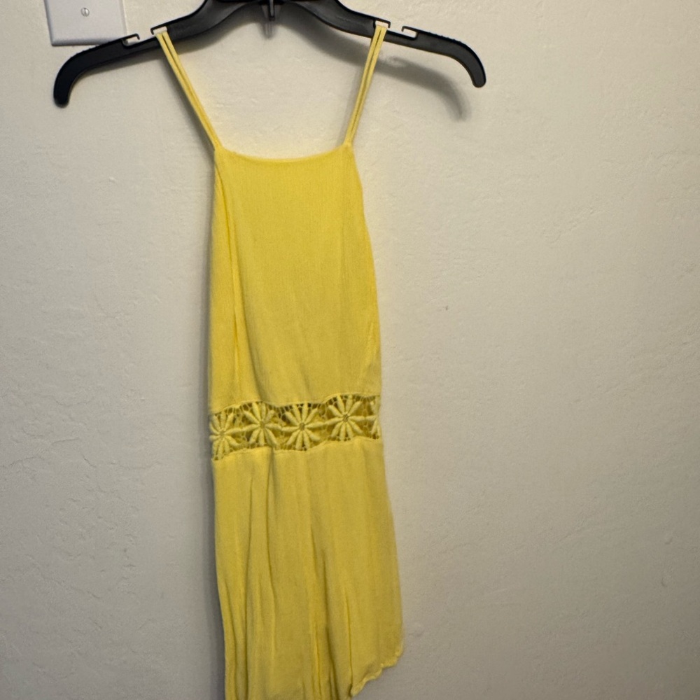 Yellow Sleeveless Dress with Floral Detail